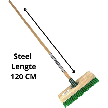 Synx Tools Mos & Tegelborstel 28cm - Bezem - Bezems - Mosbezem bezem met Steel 120 cm - Schrobbezem 2