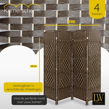 LW Collection Paravent 4 panneaux marron 170x160cm - paravent - cloison 6