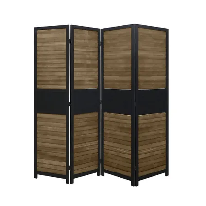 LW Collection Paravent 4 panneaux bois marron noir 170x160cm - paravent - cloison