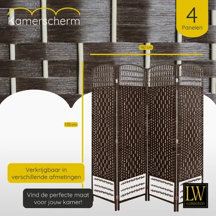 LW Collection Paravent 4 panneaux brun foncé 170x160cm - paravent - cloison 6