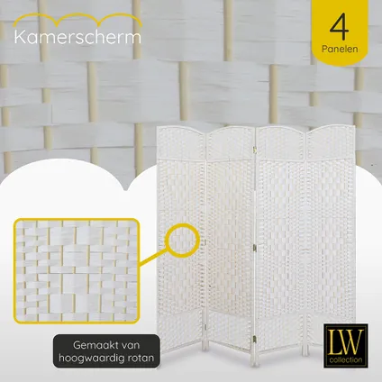 LW Collection Paravent paravent 4 panneaux blanc 170x160cm - paravent - cloison 5