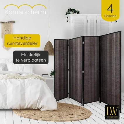 LW Collection Paravent 4 panneaux Bambou 180x180cm - paravent - cloison 3