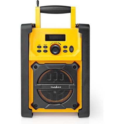Nedis RDFM3100YW Radio de chantier FM 15 W Bluetooth® Ipx5 Poignée Jaune / Noir
