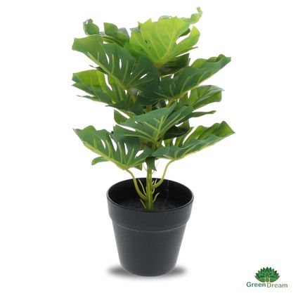 Greendream Plante artificielle - Monstera Deliciosa - Plante en trou - Plante d'intérieur - 30 cm