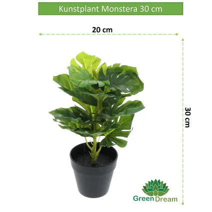 Greendream Plante artificielle - Monstera Deliciosa - Plante en trou - Plante d'intérieur - 30 cm 6