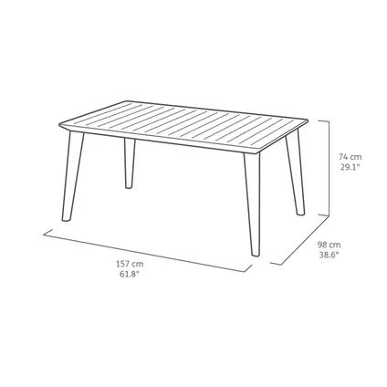 Allibert Table De Jardin Lima - 160x98x74cm - Graphite 3