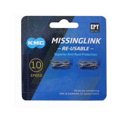 KMC kettingschakel Missinglink X10-speed silver, EPT, 1/2x1128, anti-roest 2 per kaart