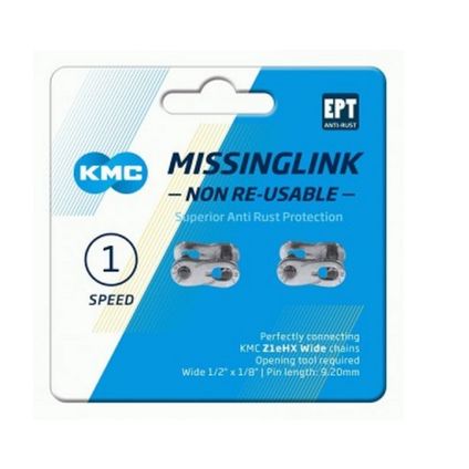 KMC Link WideKMC MissingLink Z1eHX NR EPT - Antivol à chaîne pour vélo, 2m, noir
