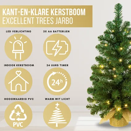 Kerstboom Excellent Trees® LED Jarbo 90 cm met verlichting - LED Verlichting 80 Lampjes 2