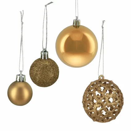 Relaxdays kerstballen - 50x st - goud - 3, 4 en 6 cm -kunststof 5