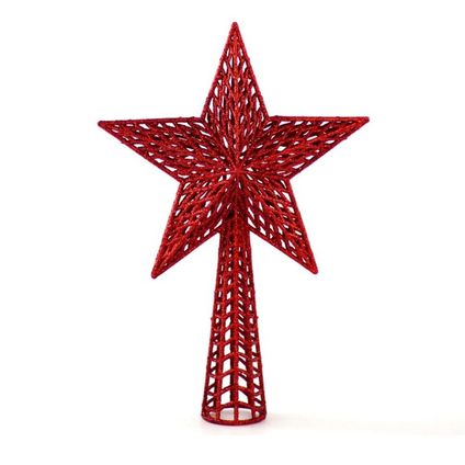Gerimport Piek kerstboom - ster - rood - kunststof - 27 cm