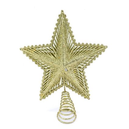 Gerimport Piek kerstboom - ster - goud - kunststof - 24 cm