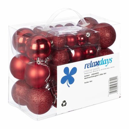 Relaxdays kerstballen - 50x st - rood - 3, 4 en 6 cm -kunststof
