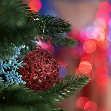 Relaxdays kerstballen - 50x st - rood - 3, 4 en 6 cm -kunststof 2