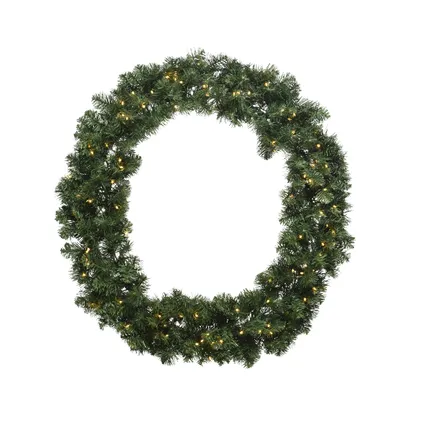 Decoris Kerstkrans - groen - warm wit verlichting - timer - 50 cm