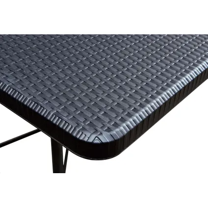 Table pliante ERRO - aspect osier - 180x74 cm - noire 2