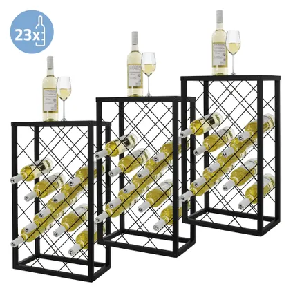 ML-Design Wijnrek voor 23 flessen 40x22x68 cm Zwart Metaal 2