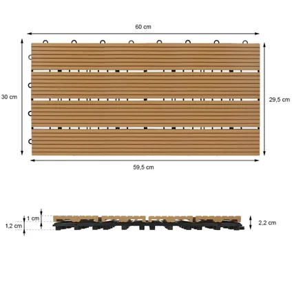 Carreaux terrasse dalles 30x30 cm 5m² carrelage jardin aspect bois marron clair 6