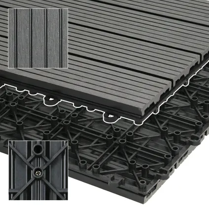 55x Carreaux de terrasse WPC 30x30cm 5m² carrelage revêtement de sol anthracite 4