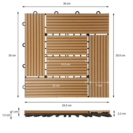 ECD Germany WPC patio tegels 30 x 30 cm 33er Spar Set für 3m² 7