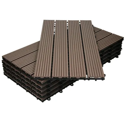 ECD Germany WPC-terras tegels 60x30 cm 18er Spar Set für 3m² l 2