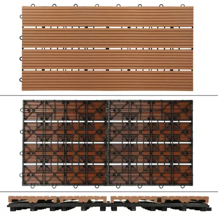 ECD Germany WPC-terras tegels 60x30 cm 12er Spar Set für 2m² 3