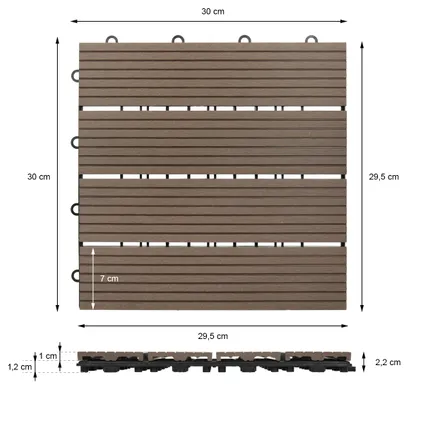 ECD Germany WPC-terras tegels 30x30 cm 22er Spar Set für 2m² 7