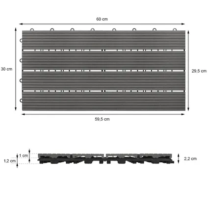 ECD Germany WPC-terras tegels 60x30 cm 18er Spar Set für 3m² 6