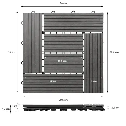 ECD Germany WPC patio tegels 30x30cm 22er Spar Set für 2m² 7