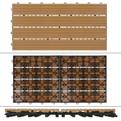 ECD Germany WPC-terras tegels 60x30 cm 6er Spar Set für 1m² 3
