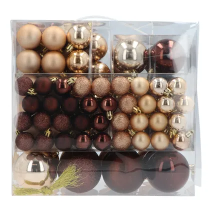 Set de boules de Noël en plastique 120 boules - intérieur/extérieur - Champagne/Marron 6