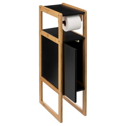 Porte-rouleau de papier toilette Natureo avec porte-rouleau de rechange 33x20x80cm - Noir/Marron