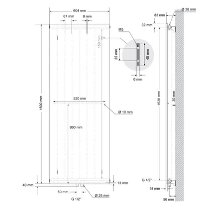 Radiateur de Salle de Bain Design Plat - 1600 x 604 mm - Blanc ML-Design 9