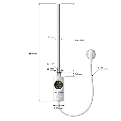 Élément Chauffant Blanc 1200W avec Thermostat et Écran LCD Résistance Électrique ML-Design 4