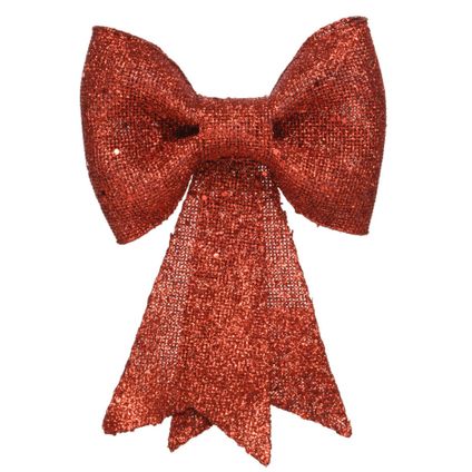 Decoris Kersthanger strik - rood - glitters - 14 cm