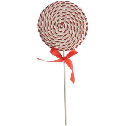 Kersthanger - lolly - snoepgoed - wit met rood - 36 cm