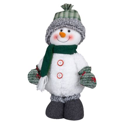 Pluche decoratie sneeuwpop - 40 cm - pop - met geruite muts