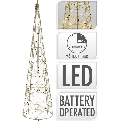 Kerstboomverlichting kegel - LED kerstboom - 80cm - goudkleurig 2