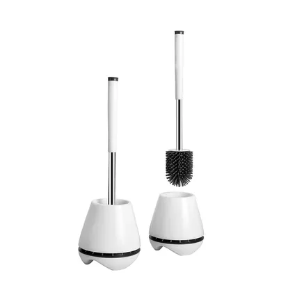 VDN Stainless brosse de toilette avec support - Autonome - Blanc - Brosse de toilette en silicone 2
