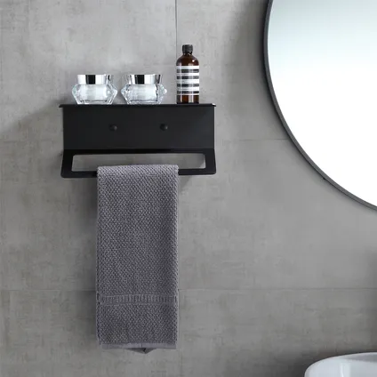 VDN Stainless Handdoekrek - Handdoekrek badkamer - Zwart - Handdoekenrek - Met plankje 7
