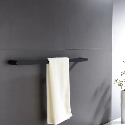 VDN Stainless Handdoekrek - Handdoekrek badkamer - Zwart - Handdoekhouder - RVS - Hangend 3