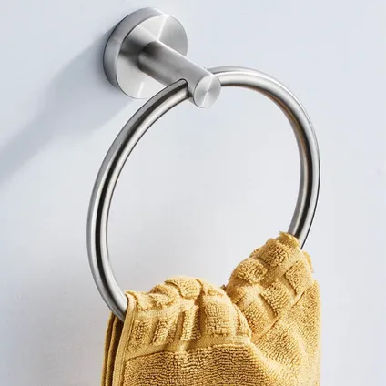 VDN Stainless Handdoekring - Handdoekrek badkamer - Zilver - Handdoekhouder - RVS - Hangend 3