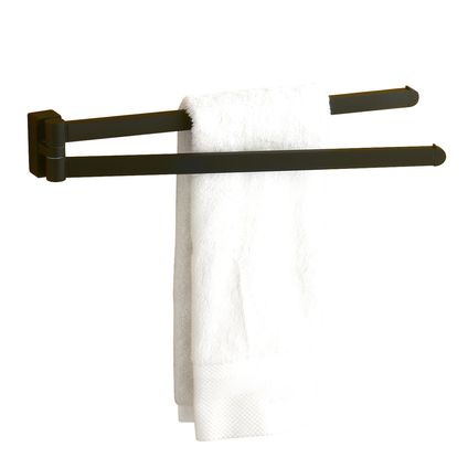 VDN Stainless Porte-serviettes - Porte-serviettes de salle de bain - Noir - Rotatif - Suspendu