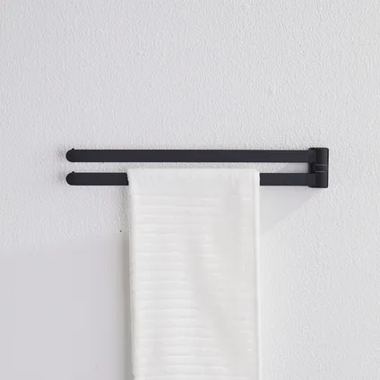 VDN Stainless Handdoekrek - Handdoekrek badkamer - Zwart - Handdoekhouder - Draaibaar - Hangend 6