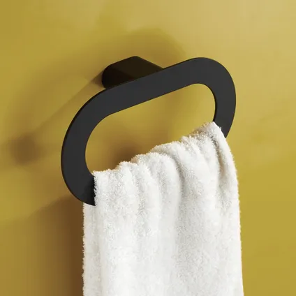 VDN Stainless Handdoekring - Handdoekrek badkamer - Zwart - RVS - Hangend - Ovaal 4