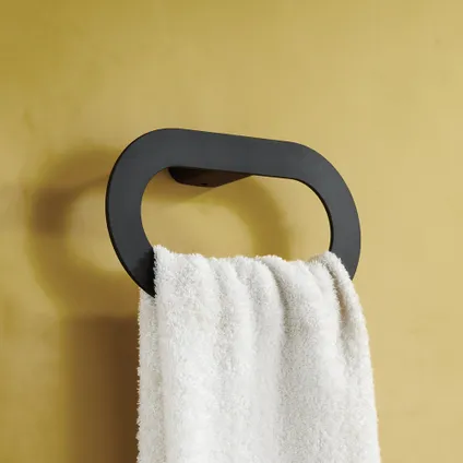 VDN Stainless Handdoekring - Handdoekrek badkamer - Zwart - RVS - Hangend - Ovaal 5