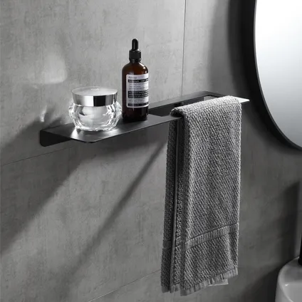 VDN Stainless Porte-serviettes - Porte-serviettes de salle de bain - Noir - Avec plateau 6