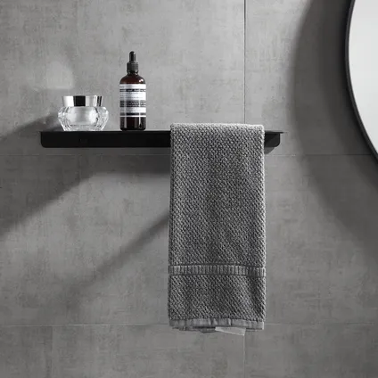 VDN Stainless Porte-serviettes - Porte-serviettes de salle de bain - Noir - Avec plateau 7
