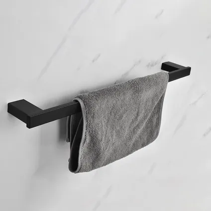 VDN Stainless Handdoekrek - Handdoekrek badkamer - Zwart - Handdoekhouder - RVS - Hangend 2