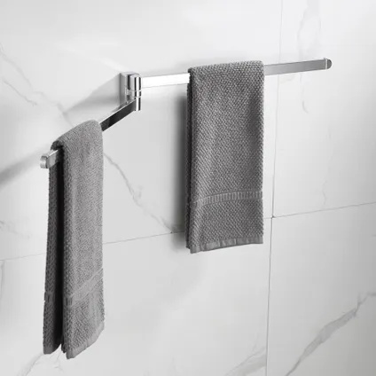 VDN Stainless Porte-serviettes - Porte-serviettes de salle de bain - Chrome - Porte-serviettes - Rotatif - Suspendu 5